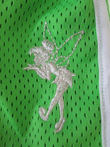 DISNEYLAND GIRLS GREEN MESH SILVER TINKERBELL ATHLETIC SUMMER SHORTS S 6 - Picture 3 of 5