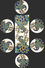 Peacock Design Beads Dining Set With 1 Table Runner 6 Placemats And 6 Coaster