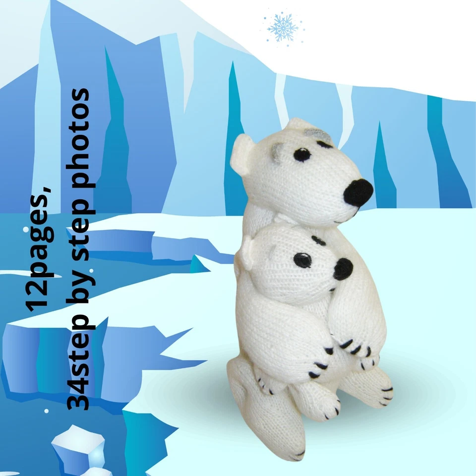 Toy knitting pattern Polar bears plush, mother with cub, Christmas Decor - Image 4 of 4