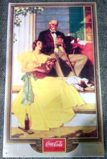 15.5”x9.5" Vintage 1989 Coca Cola Norman Rockwell Southern Belle Tin Metal Sign