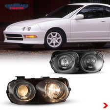 For 1994-1997 Acura Integra Led Halo Ring Projector Headlights Black Headlamps