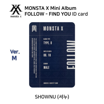MONSTA X 7th mini album FOLLOW FIND YOU Official Photocard SHOWNU