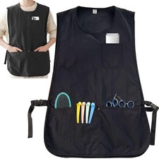 Barber Apron Smock Waterproof Work Apron with 4 Pockets Hair Stylist Apron Ve...