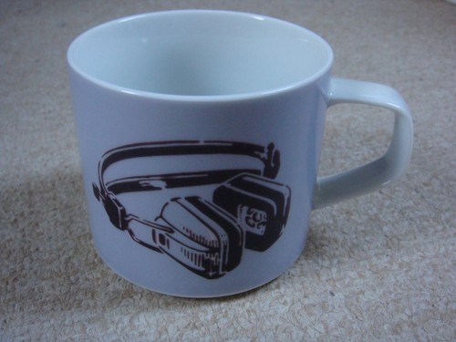 vintage 2007 habitat lilac stencil headphones porcelain mug