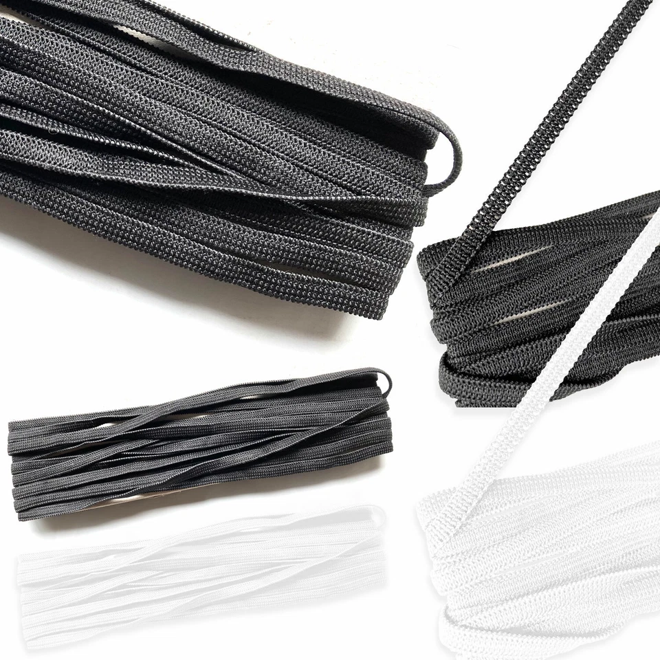 NURTEXTIL24 Gummiband Kordel Maskengummi Schnur Elastisch Mundschutz 5mm schwarz weiß ÖKÖTEX