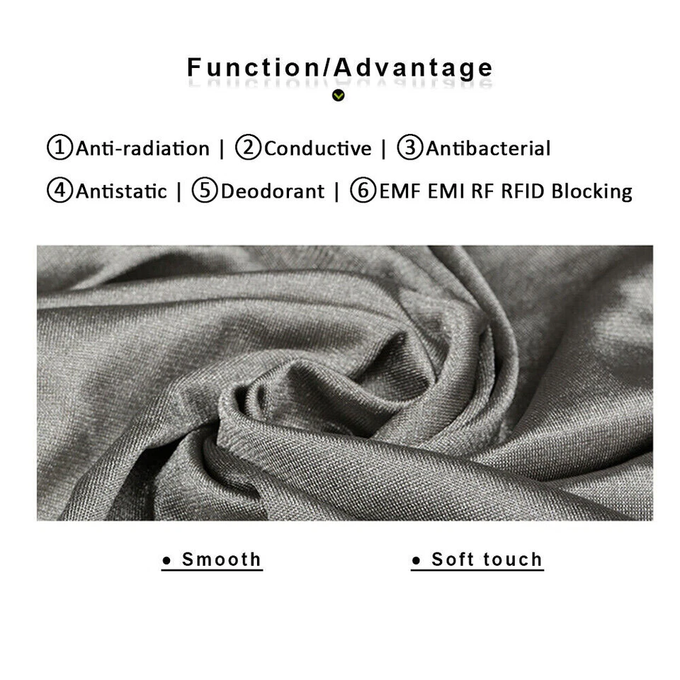 EMF EMI RFID Blocking Cloth Microwave Shielding Silver Fiber Conductive Fabric - Image 3 of 4