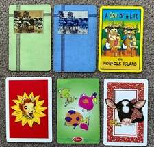 Original swap playing cards animals cows farms barns Norfolk Island souvenir