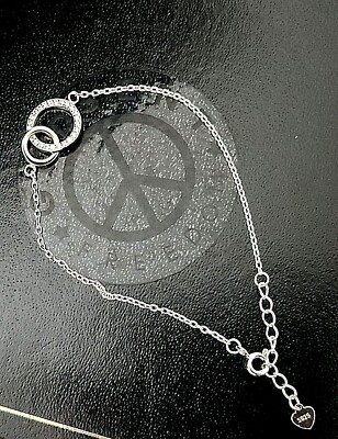 Gravur 925 Silber ineinandergreifender Infinity Ring Bettelarmband FB-009 WEIHNACHTSGESCHENK