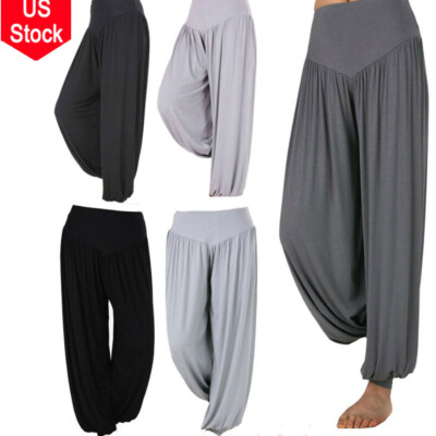 Ladies Yoga Trousers Long Harem Baggy Pants  Fitness Control Belly Plus Size New