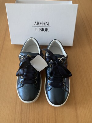 Armani Junior Kids Leder Sneakers halbschuhe stiefel Gr.32 LP 245  NEU OVP