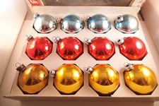 Vintage Lot of 12 Mercury Glass Christmas Ornaments Made in USA Gold Pink Blue