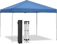 10x10FT Pop Up Canopy Beach Tent Adjustable Outdoor Sun Shade w/Wheeled Bag Blue