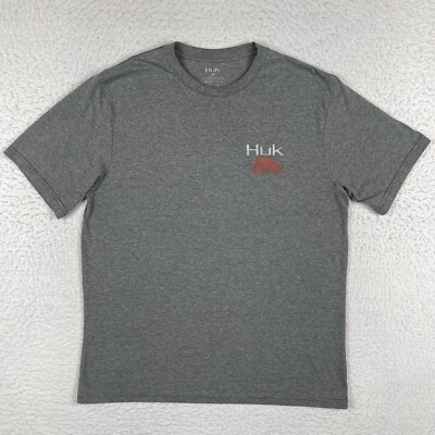 Huk Fishingフィッシングシャツ グレー M （L） Huk Shirt Mens Medium Gray Fishing Angler Fish Boating Made
