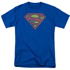 Superman - Retro Supes Logo Distressed T-Shirt DC Comics Sizes S-3X NEW