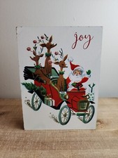 Santa Reindeer Wooden Block Sign shelf Christmas Santa Plaque retro design
