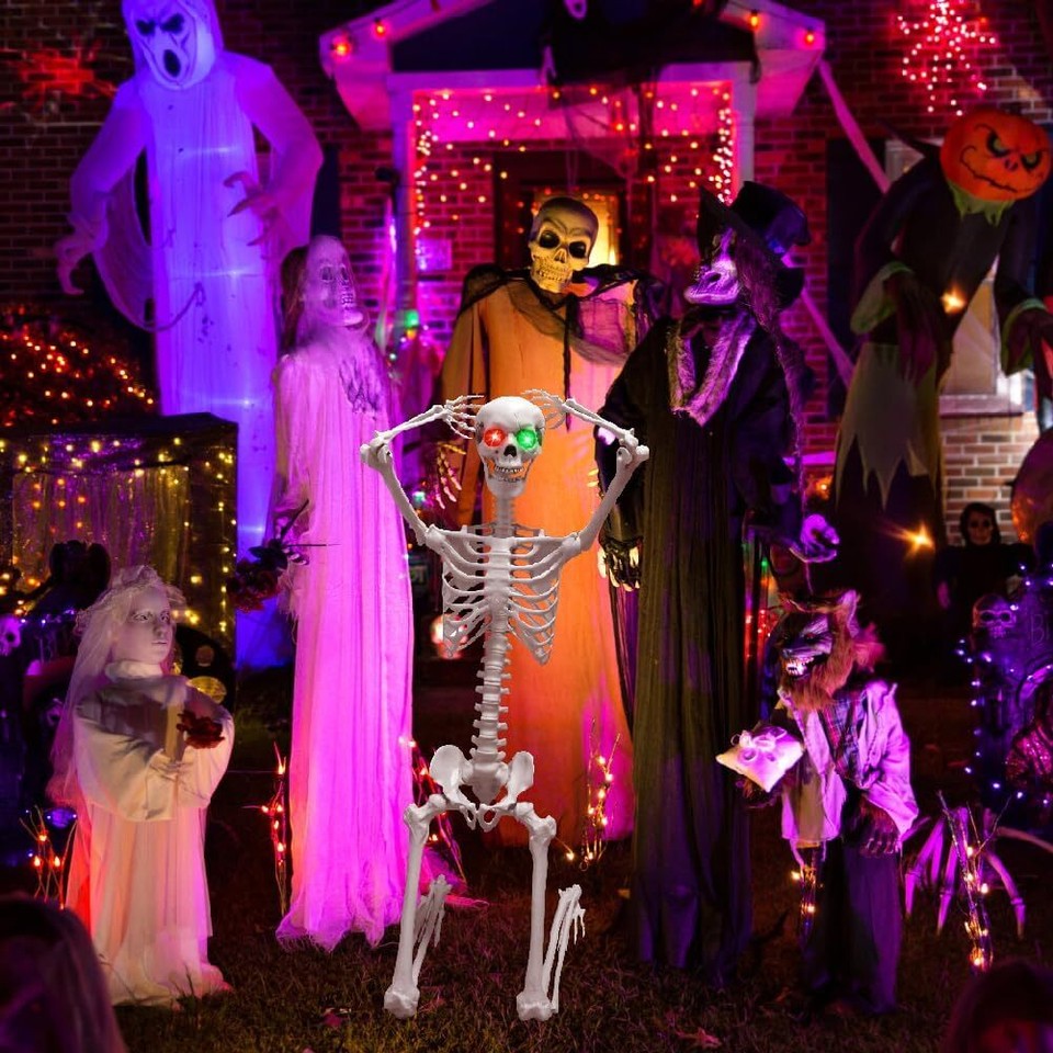 6FT/185cm Life Size Skeleton Halloween Decor Posable Poseable Human