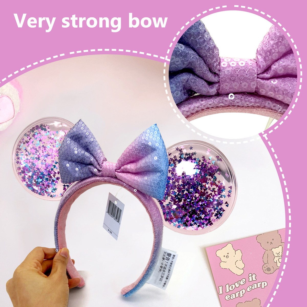 Minnie Ears Confetti Pink Bow Shanghai Disney