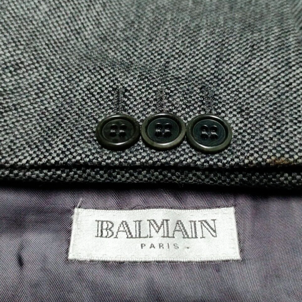 Vintage Balmain Paris all worsted bespoke classic suit jacket