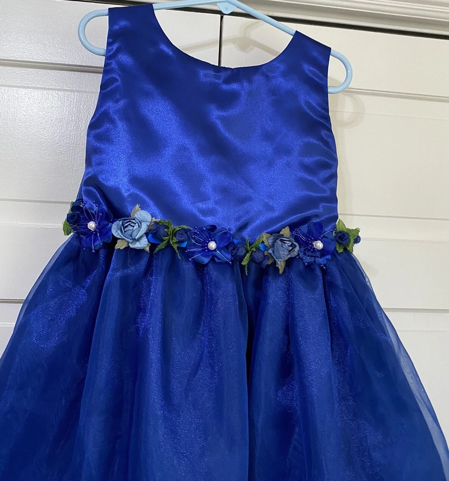 Vintage Blue Ball Gown Flower Girl Dress Weddings Toddler 4T Pageant Dress - Image 2 of 4