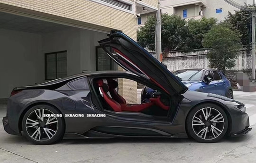 For BMW i8 2014-2019 NEW Glossy Black Side Skirts Extension Cover Trim Bodykits - Picture 7 of 8