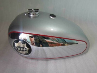 BSA Gold Star silbern lackierter und verchromter Benzintank mit Deckel