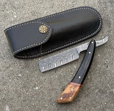 OG Vintage Shaving Straight Razor Leather Sheath Wood Handle Sharp Barber Dm