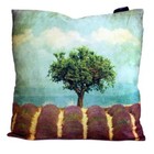 Lavender Field Tree Cloud Grunge Art Cushion Cover 40 x 40 cm
