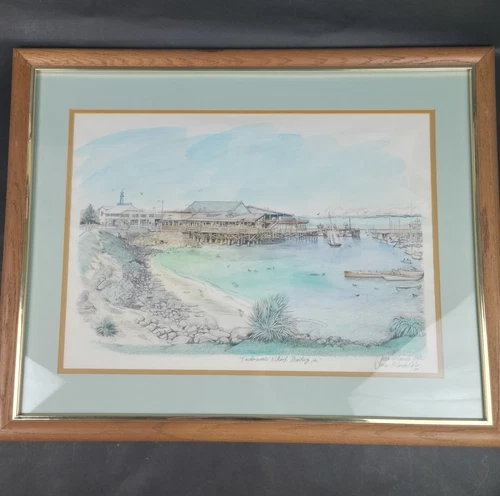 James Orlando Ogle Monterey Bay Harbor House Seascape Original Watercolor