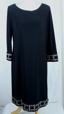 Tiana B Size 10 LBD Little Black Dress With Bling Poly Spandex 3/4 Sleeve USA
