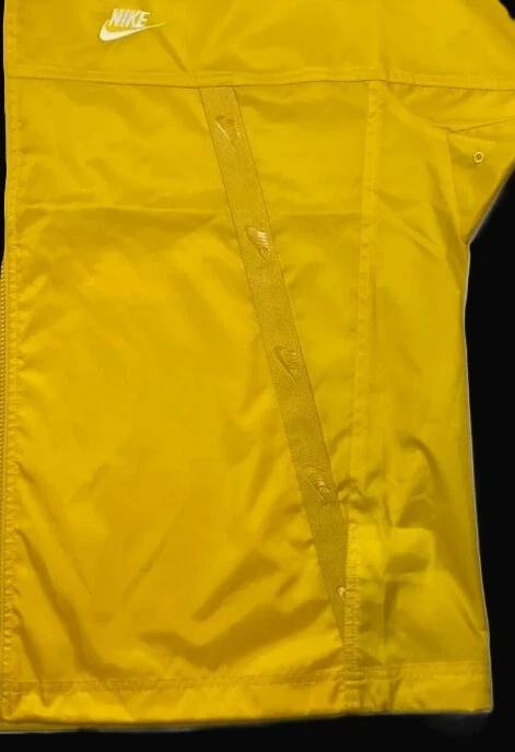 Nike Revival Lightweight LOOSE Woven Yellow Solar Zip Hood Running Jacket Mens S - Image 3 of 4