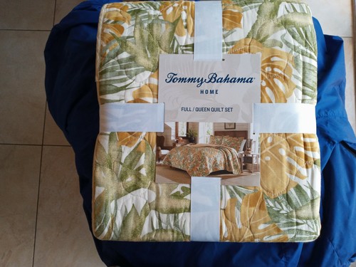 New Tommy Bahama Tropical Palm Newland Forest Full/Queen Quilt 3pc Set Cotton - Picture 2 of 6