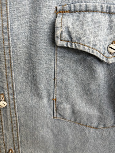 Knockout Men's 100% Cotton Jeans Denim Shirt Y2K Small Vintage 90's Western - Picture 5 of 12