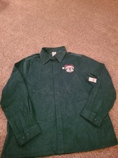 DISNEY MICKEY MOUSE SANTA CORDUROY SHIRT Sz LARGE Christmas Green Button Down
