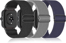 Bolesi 3 Pack Stretchy Nylon Watchband Compatible with Amazfit Bip 5/Bip 6/Balan