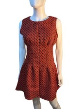 Sans Souci Womens Geometric Red Black Zipper Back Med Auburn Valentines Love EUC
