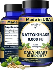  USA Made Nattokinase Supplement – 400mg Natto Enzyme, 8000 FU per Serv