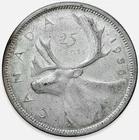 1956 Canada 25 Cents Quarter Queen Elizabeth II 80% Silver