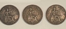 Lucky ! Genuine 3 X British Royal Farthing Coins King George V 1926 1927 1928 VG