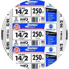Southwire Solid Romex SIMpull Jacketed CU NM-B W/G Wire 250' 14/2 Grounded White