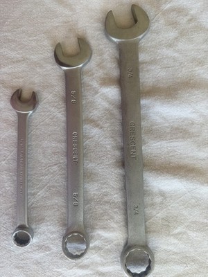 Vintage Lot of 3 Crescent brand and PROTO Combination Wrenches  3/4,5/8, 7/16