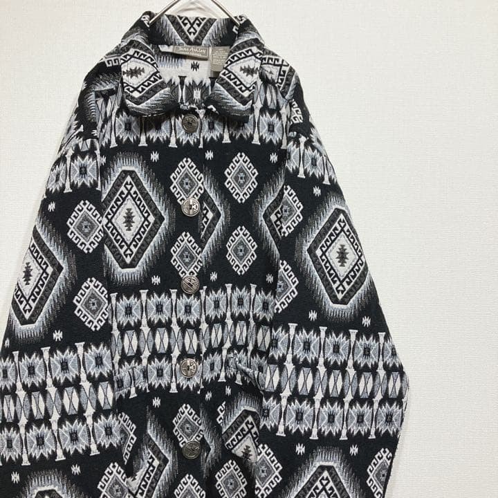 Native Jacket Blouson White Black Pattern Indian … - image 1
