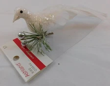 Ashland Christmas Holiday Ornament White Clip Glitter Bird New