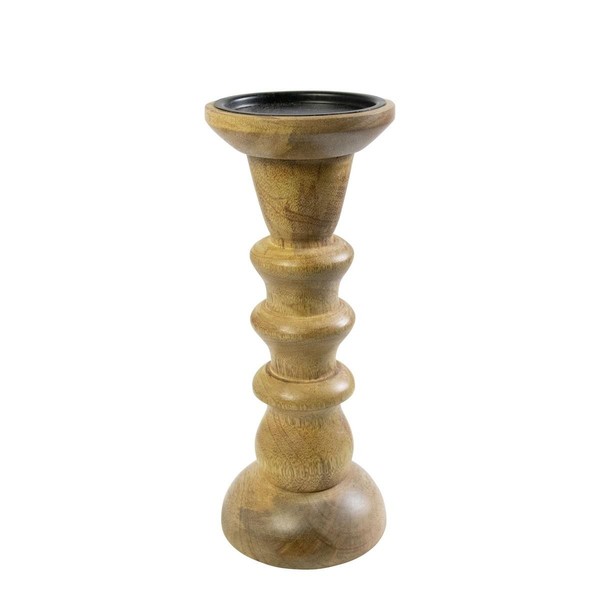 INNA-Glas Deko Kerzenhalter Mangoholz Costantino, Braun, 25Cm, Ø10Cm-image
