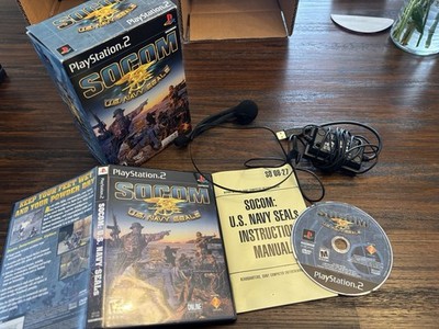   PS2 SOCOM 1 & II U.S. Navy SEALs + Official USB Headset   Tested   CIB