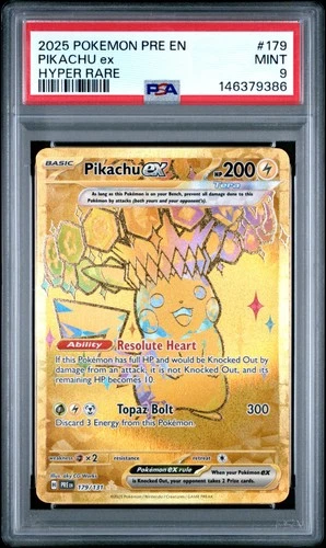 2025 POKEMON PRE EN-PRISMATIC EVOLUTIONS HYPER RARE #179 PIKACHU EX PSA 9