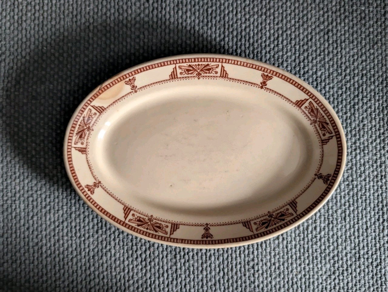 Erwin Carr Restaurant Ware Plate China Tan with Art Deco Band 1940-1952