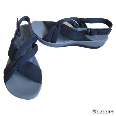 Cloudsteppers By Clarks Women's Black Cross Strap Cushioned Comfort Sandals 10M