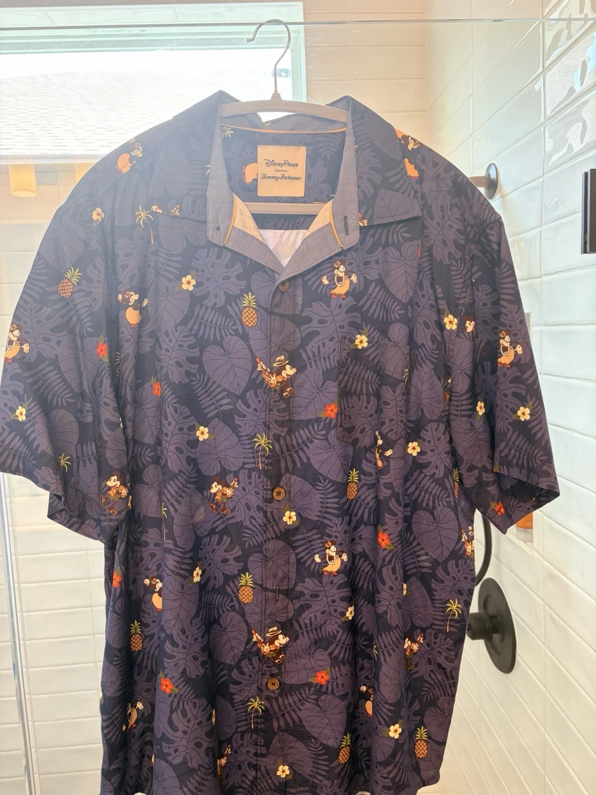 Tommy Bahama Disney Shirt Mens Large Blue Mickey Camp Button Up Hula