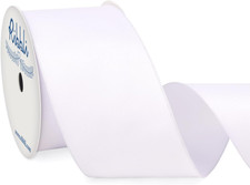 White Double Faced Satin Wired Ribbon 2.5 Inch Christmas Ribbon for Gift Wrappin