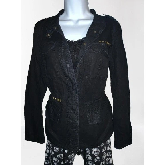 Chaqueta militar con tachuelas Ruff Hewn Y2K Deadstock nueva con etiquetas - S Foto 3 de 4